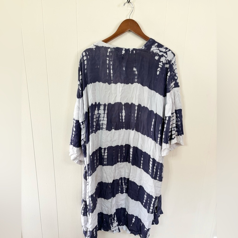 Mud Pie tie dye blue oversized one size duster kimono cardigan viscose - Picture 5 of 7